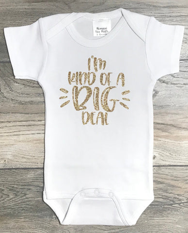 Image of I'm Kind Of A Big Deal Bodysuit - Baby Girls Outfit - Match With Little Shorts And Headband / Bow