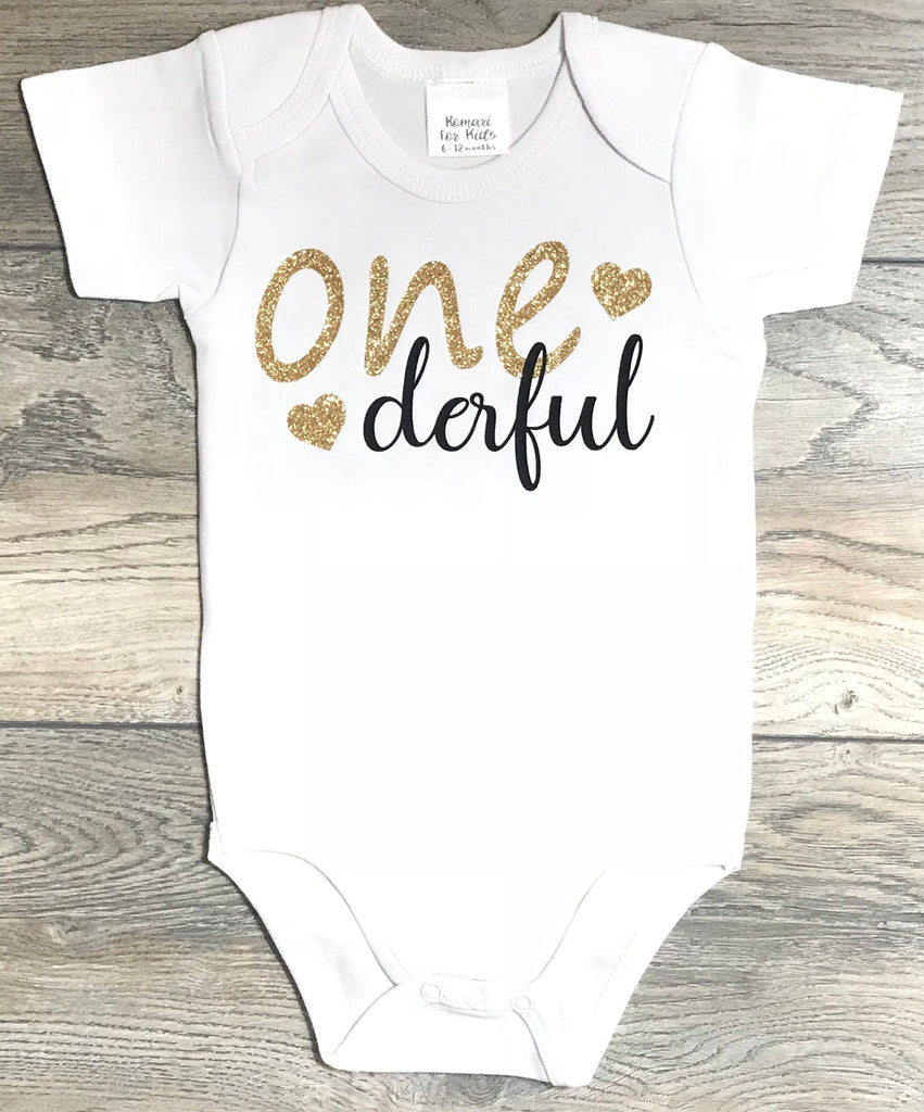 First Birthday Outfit Baby Girl- 1st Birthday Outfit One Derful Bodysuit - Cake Smash Outfit - Photo Shoot Outfit 1 Year Old - Onederful
